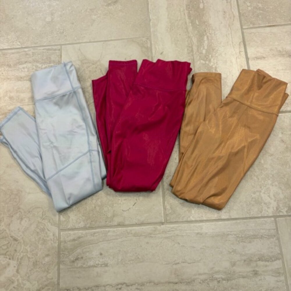 3 Bundle Fabletics Women XS High Waisted PureLuxe Iridescent Leggings Workout